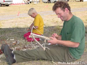 Tom and Donny Elpel, making crossbows at Rabbitstick Rendezvous.